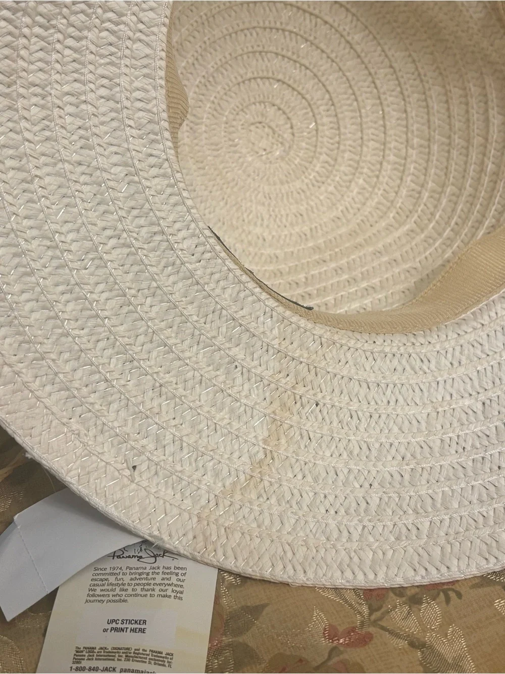 Panama Jack White Straw Sun Hat with Shell Accent